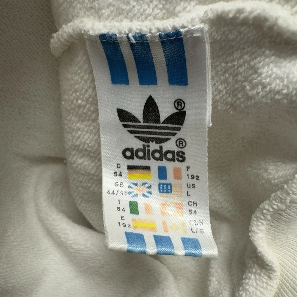 Vtg Adidas 80s Mens Size Large Stefan Edberg White V-Neck Sweatshirt Tennis Vest